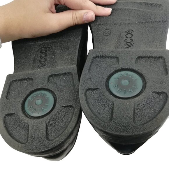 Ecco Black Lace Up Leather Oxford Shoes Size 44 US 10 10.5 Classic Shock Point - Picture 10 of 11